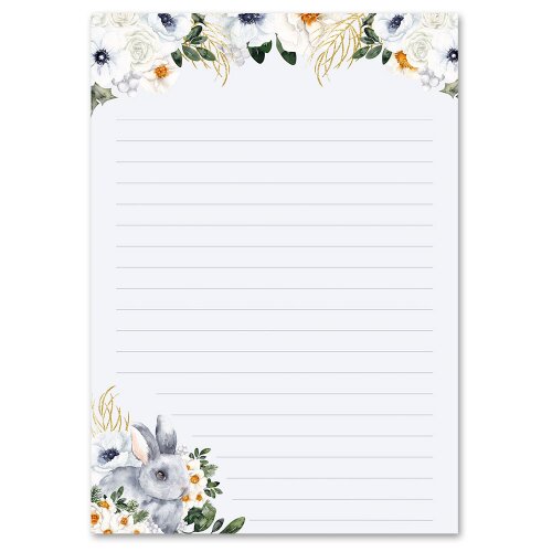 Motif Letter Paper! BUNNY MEADOW 50 sheets DIN A5 Flowers & Petals, Animals, Animals, Paper-Media