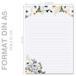 BUNNY MEADOW Briefpapier Animals CLASSIC 100 sheets, DIN A5 (148x210 mm), A5C-171-100
