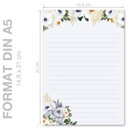 BUNNY MEADOW Briefpapier Animals CLASSIC 250 sheets, DIN A5 (148x210 mm), A5C-171-250