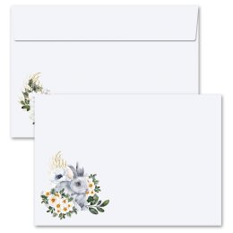 10 patterned envelopes BUNNY MEADOW in C6 format...