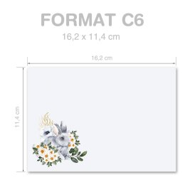 Envelopes Flowers & Petals, BUNNY MEADOW 10 envelopes - DIN C6 (162x114 mm) | Self-adhesive | Order online! | Paper-Media