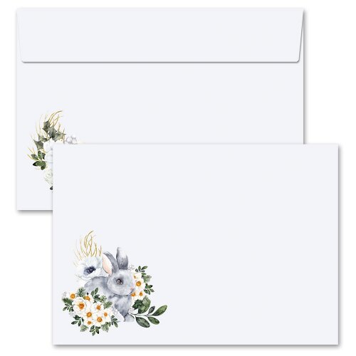 50 patterned envelopes BUNNY MEADOW in C6 format (windowless) Flowers & Petals, Animals, Animals, Paper-Media