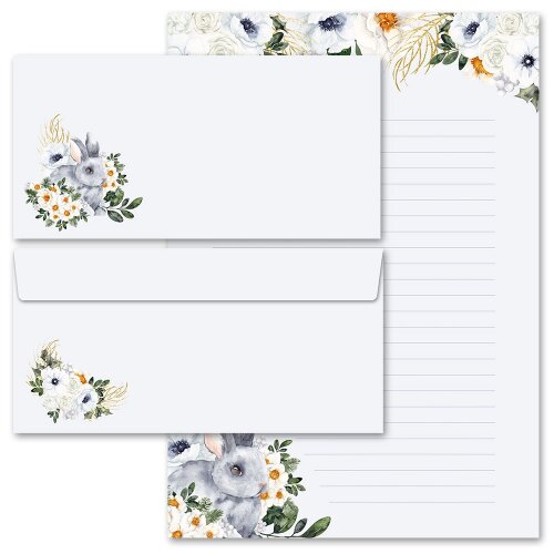 Briefpapier Set HASENWIESE - 200-tlg. DL (ohne Fenster) Blumen & Blüten, Tierwelt, Tiere, Paper-Media