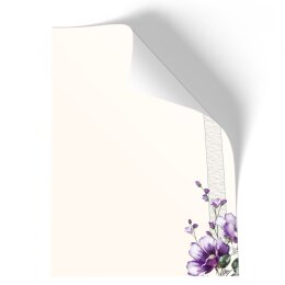 FLORES MORADAS Briefpapier Motivo de flores CLASSIC , DIN A4, DIN A5 & DIN A6, MBC-8375