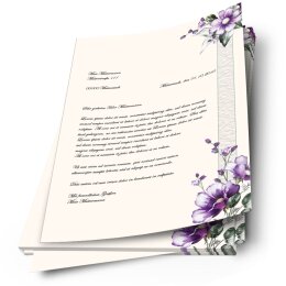 Motif Letter Paper! PURPLE FLOWERS