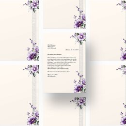Motif Letter Paper! PURPLE FLOWERS