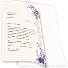 PURPLE FLOWERS Briefpapier Flowers motif CLASSIC 50 sheets, DIN A4 (210x297 mm), A4C-8375-50