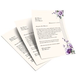Motif Letter Paper! PURPLE FLOWERS 250 sheets DIN A4