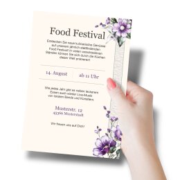 Motif Letter Paper! PURPLE FLOWERS 50 sheets DIN A5