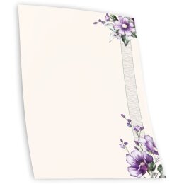 Motif Letter Paper! PURPLE FLOWERS 50 sheets DIN A5