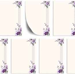 Motif Letter Paper! PURPLE FLOWERS 50 sheets DIN A5