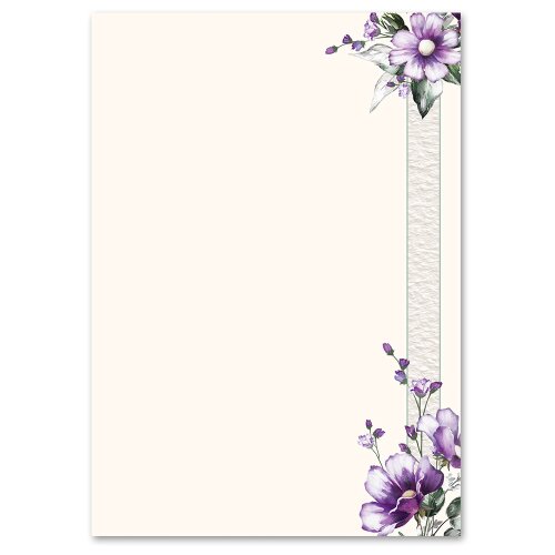 Motif Letter Paper! PURPLE FLOWERS 100 sheets DIN A5 Flowers & Petals, Flowers motif, Paper-Media