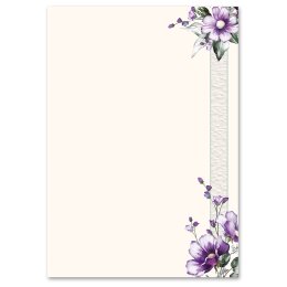 Briefpapier LILA BLUMEN - DIN A5 Format 100 Blatt Blumen & Blüten, Blumenmotiv, Paper-Media