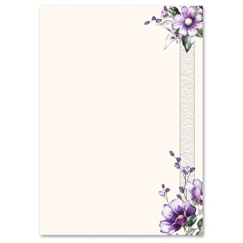 Motif Letter Paper! PURPLE FLOWERS 100 sheets DIN A6 Flowers & Petals, Flowers motif, Paper-Media