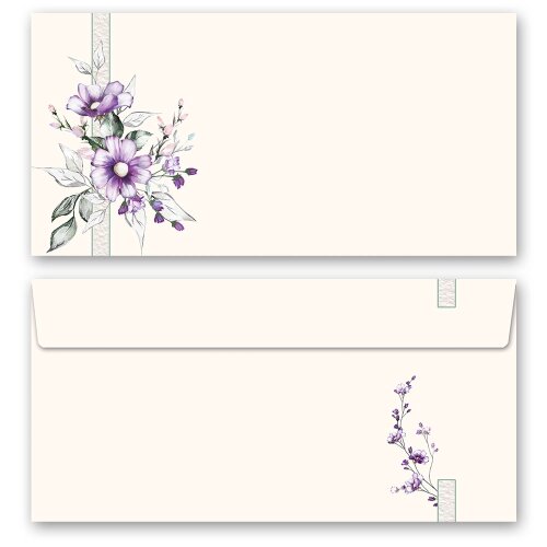 10 enveloppes à motifs au format DIN LONG - FLEURS POURPRES (sans fenêtre) Fleurs & Pétales, Motif de fleurs, Paper-Media
