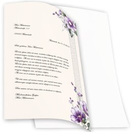Motif Letter Paper-Sets PURPLE FLOWERS