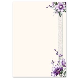 Stationery-Sets Flowers & Petals, PURPLE FLOWERS 40-pc. Complete set - DIN A4 & DIN LONG Set. | Order online! | Paper-Media