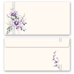 PURPLE FLOWERS Briefpapier Sets Flowers motif CLASSIC 100-pc. Complete set, DIN A4 & DIN LONG Set., SOC-8375-100