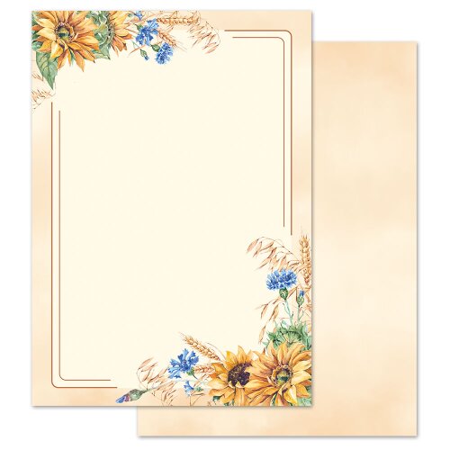 Motif Letter Paper! LATE SUMMER 50 sheets DIN A4 Flowers & Petals, Seasons - Summer, Summer motif, Paper-Media