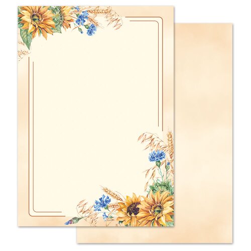 Motif Letter Paper! LATE SUMMER 100 sheets DIN A4 Flowers & Petals, Seasons - Summer, Summer motif, Paper-Media
