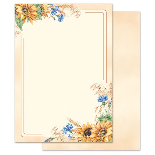 Motif Letter Paper! LATE SUMMER 50 sheets DIN A5 Flowers & Petals, Seasons - Summer, Summer motif, Paper-Media