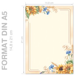 LATE SUMMER Briefpapier Summer motif ELEGANT 100 sheets, DIN A5 (148x210 mm), A5E-592-100