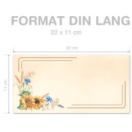 SPÄTSOMMER Briefumschläge Natur CLASSIC 10 Briefumschläge (ohne Fenster), DIN LANG (220x110 mm), DLOF-4047-10