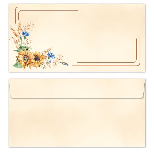 25 enveloppes à motifs au format DIN LONG - FIN DE LÉTÉ (sans fenêtre) Fleurs & Pétales, Saisons - Été, Nature, Paper-Media