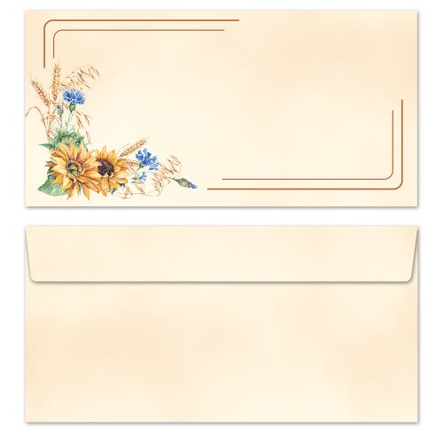 50 patterned envelopes LATE SUMMER in standard DIN long format (windowless) Flowers & Petals, Seasons - Summer, Nature, Paper-Media
