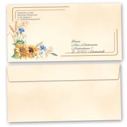 Briefumschläge Blumen & Blüten, Jahreszeiten - Sommer, SPÄTSOMMER 50 Briefumschläge (ohne Fenster) - DIN LANG (220x110 mm) | selbstklebend | Online bestellen! | Paper-Media