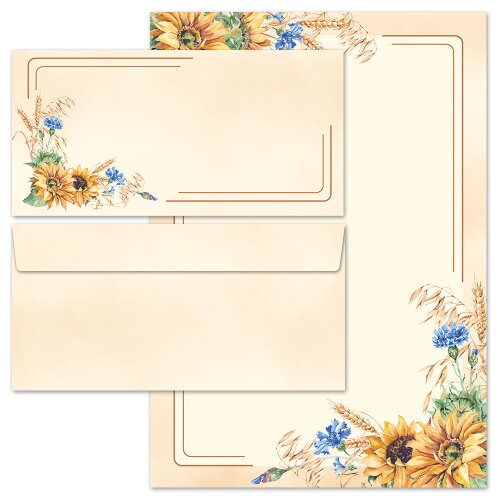 Papier à lettres et enveloppes Sets FIN DE LÉTÉ Fleurs & Pétales, Saisons - Été, Motif de fleurs, Paper-Media