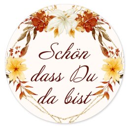 50 adesivi SCHÖN, DASS DU DA BIST! - Motivo Fiori...