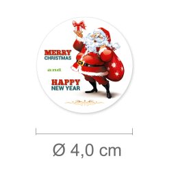 4 Bögen mit 24 Sticker POST VOM WEIHNACHTSMANN - Weihnachtsmotiv Rund Ø 4,0 cm Papieraufkleber weiß glänzend permanent, Weihnachten Besondere Anlässe | Paper-Media