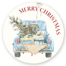 50 stickers MERRY CHRISTMAS - EN - Christmas motif Round...