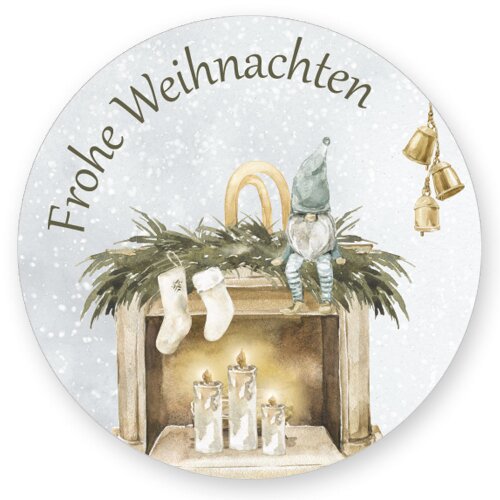 50 adesivi FROHE WEIHNACHTEN - Motivo di Natale Rotondo Ø 4,5 cm Occasioni speciali, Motivo di Natale, Paper-Media