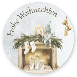 50 adesivi FROHE WEIHNACHTEN - Motivo di Natale Rotondo...