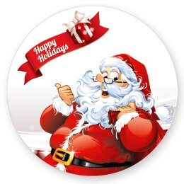 50 adesivi HAPPY HOLIDAYS - Motivo di Natale Rotondo...