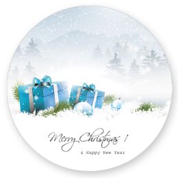 50 Aufkleber MERRY CHRISTMAS - Weihnachtsmotiv Rund Ø 4,5 cm Besondere Anlässe, Weihnachtsmotiv, Paper-Media
