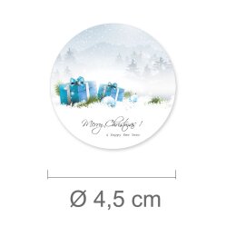 50 Aufkleber MERRY CHRISTMAS - Weihnachtsmotiv Rund Ø 4,5 cm 90 µm Haftfolie weiß matt, Weihnachten Besondere Anlässe | Paper-Media
