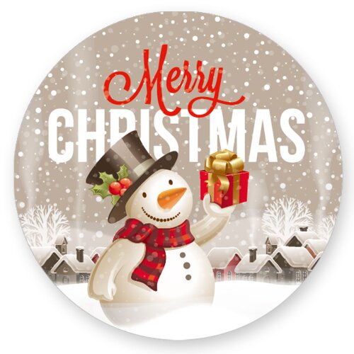 50 stickers MERRY CHRISTMAS - EN - Christmas motif Round Ø 4,5 cm 90 µm adhesive film white matt, Christmas Special Occasions | Paper-Media