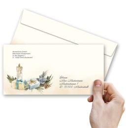 100 buste da lettera decorate ALBERO DI NATALE FESTIVO - DIN LANG (senza finestra)
