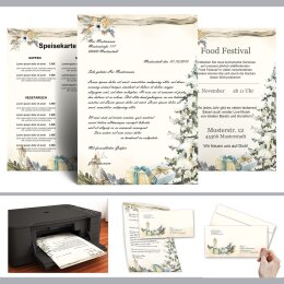 50 enveloppes à motifs au format DIN LONG - ARBRE DE NOËL FESTIF (avec fenêtre)