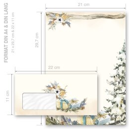 Motiv-Briefpapier Set FESTLICHER TANNENBAUM - 200-tlg. DL (mit Fenster)