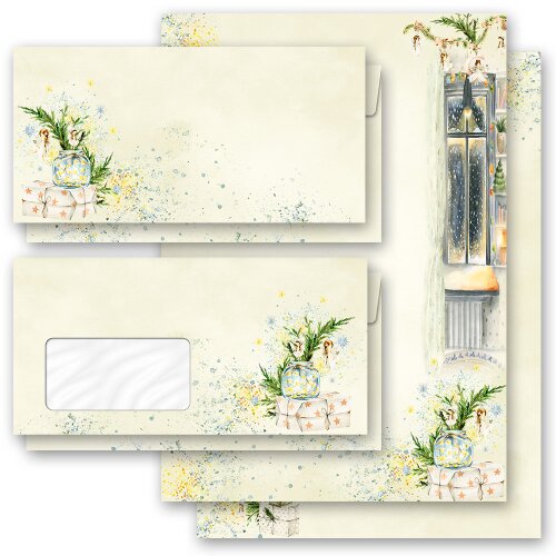 Stationery-Sets Christmas, WINTER WINDOWS  - DIN A4 & DIN LONG Set. | Stationery with envelope, Motifs from different categories - Order online! | Paper-Media