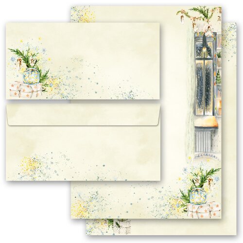 Motiv-Briefpapier Set WINTERFENSTER - 20-tlg. DL (ohne Fenster) Weihnachten, Wintermotiv, Paper-Media