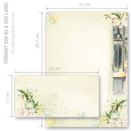 Motiv-Briefpapier Set WINTERFENSTER - 20-tlg. DL (ohne Fenster)