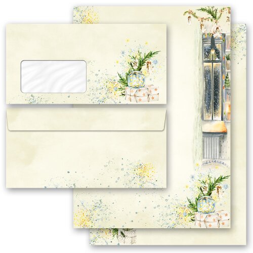 Motiv-Briefpapier Set WINTERFENSTER - 200-tlg. DL (mit Fenster) Weihnachten, Wintermotiv, Paper-Media