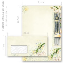 Motiv-Briefpapier Set WINTERFENSTER - 200-tlg. DL (mit Fenster)
