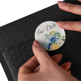 50 stickers FÜR DICH - Flowers motif Round Ø 4,5 cm