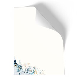 FIORI BLU Briefpapier Motivo Fiori CLASSIC , DIN A4, DIN A5 & DIN A6, MBC-8377